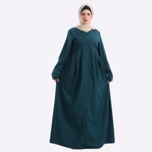 Dark Green Crepe Pleated Dress